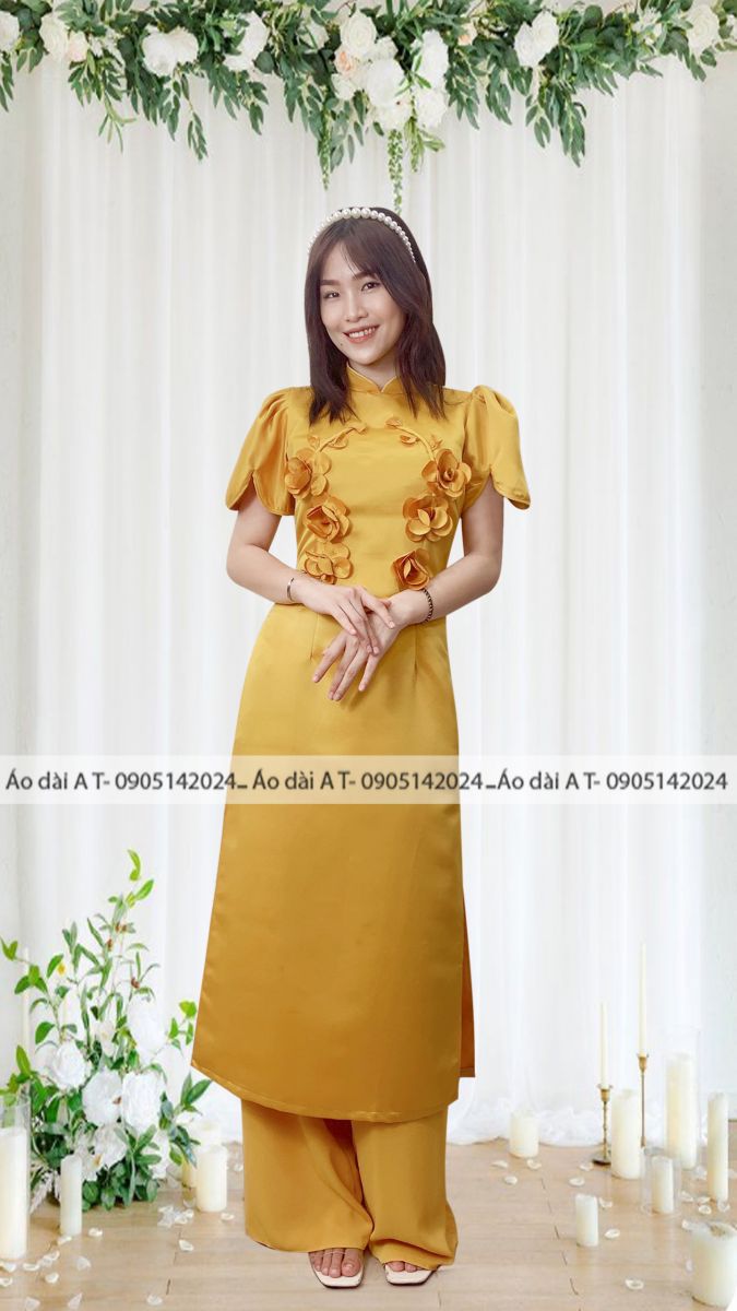áo dài cách tân màu vàng ADCTV-AT202 (2)